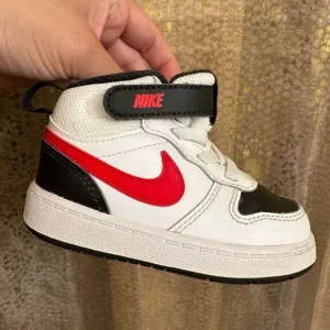 Nike Court Borough Mid White University Red Toddler Size 6C