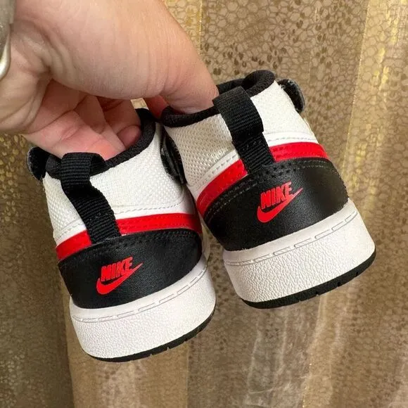 Nike Court Borough Mid White University Red Toddler Size 6C
