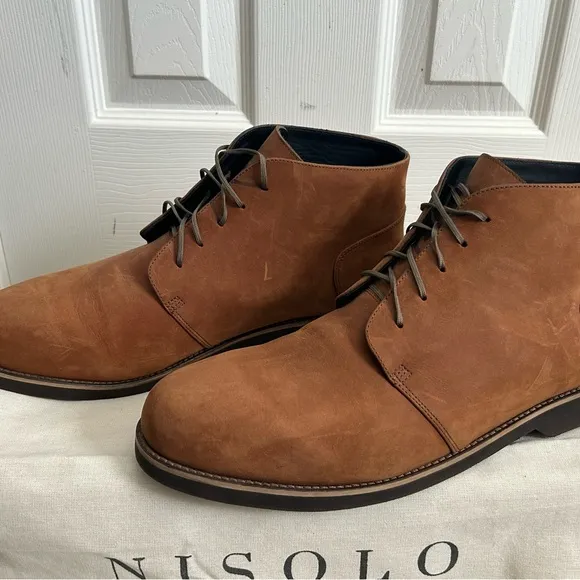 Nisolo Brown Chukka Boots Suede Leather Lace-Up