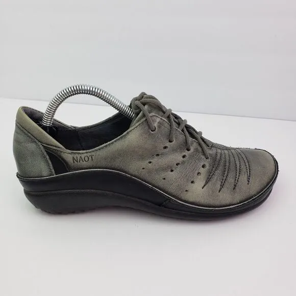 Noat Kumara Womens Size EU 37 US 6 Gray Black Leather Sneaker Shoes