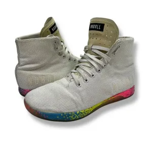 NOBULL Glitch White High-Top Training Shoes Rainbow Sole Sneakers Men 11 (W12.5)