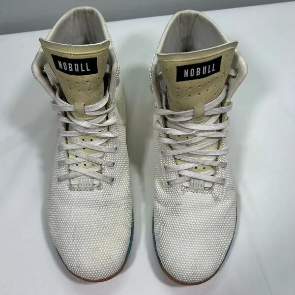 NOBULL Glitch White High-Top Training Shoes Rainbow Sole Sneakers Men 11 (W12.5)