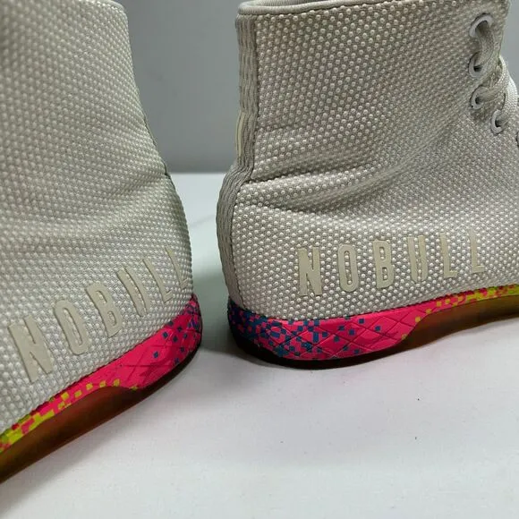 NOBULL Glitch White High-Top Training Shoes Rainbow Sole Sneakers Men 11 (W12.5)