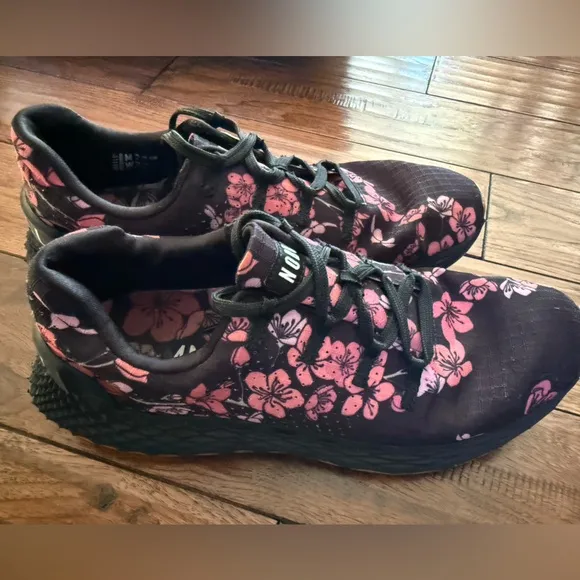 NOBULL Shoes Black Pink Cherry Blossom Canvas Sneakers Casual Men 8 Women 9.5