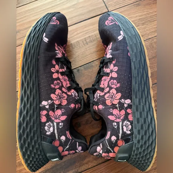 NOBULL Shoes Black Pink Cherry Blossom Canvas Sneakers Casual Men 8 Women 9.5