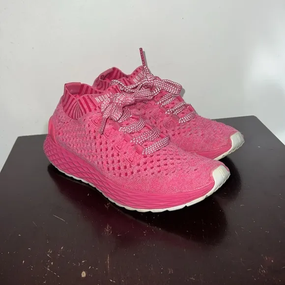 NoBull The All Day Knit Trainer Sneakers in Neon Pink, size 8 / 6.5