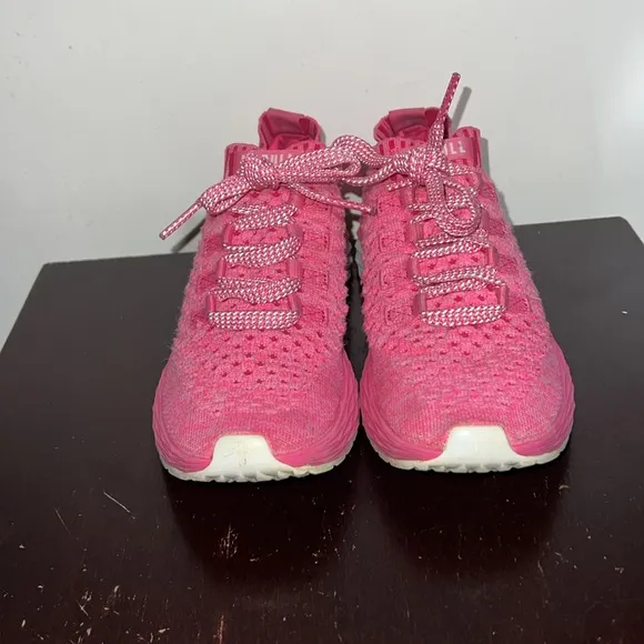NoBull The All Day Knit Trainer Sneakers in Neon Pink, size 8 / 6.5