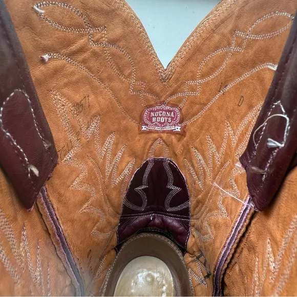 Nocona 14D Ox Blood Red Burgundy Leather Cowboy Western Boots Almond Toe