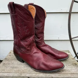 Nocona 14D Ox Blood Red Burgundy Leather Cowboy Western Boots Almond Toe