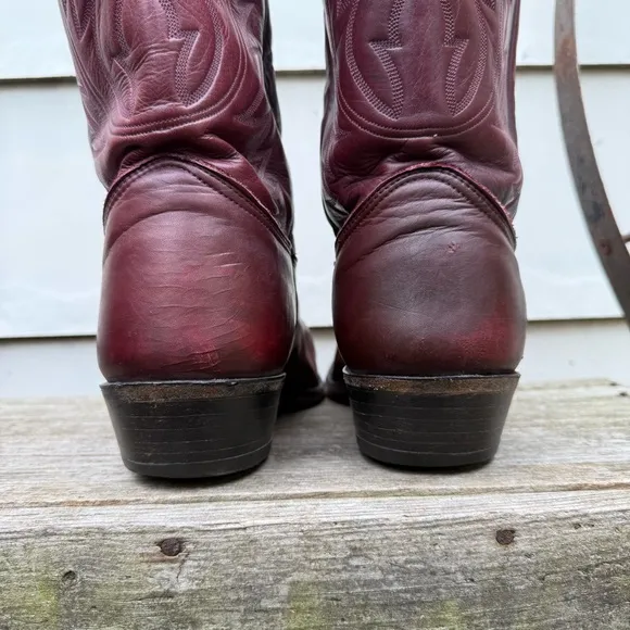 Nocona 14D Ox Blood Red Burgundy Leather Cowboy Western Boots Almond Toe