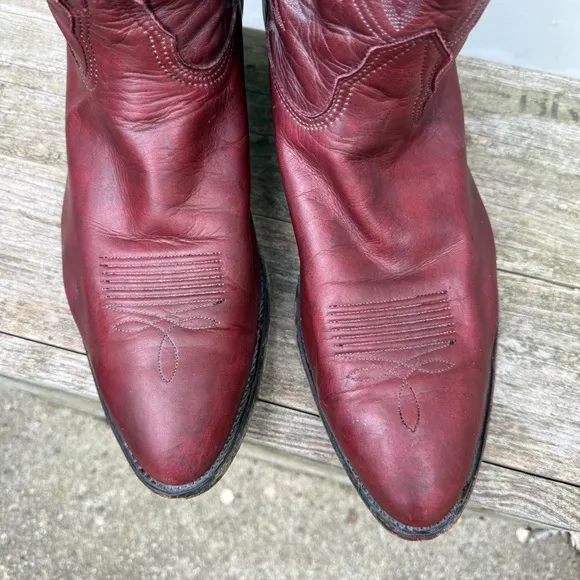 Nocona 14D Ox Blood Red Burgundy Leather Cowboy Western Boots Almond Toe