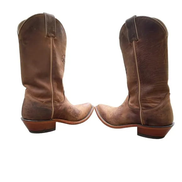 Nocona College Boots KU Jayhawk Leather Tan Western Cowgirl Boots Size 7
