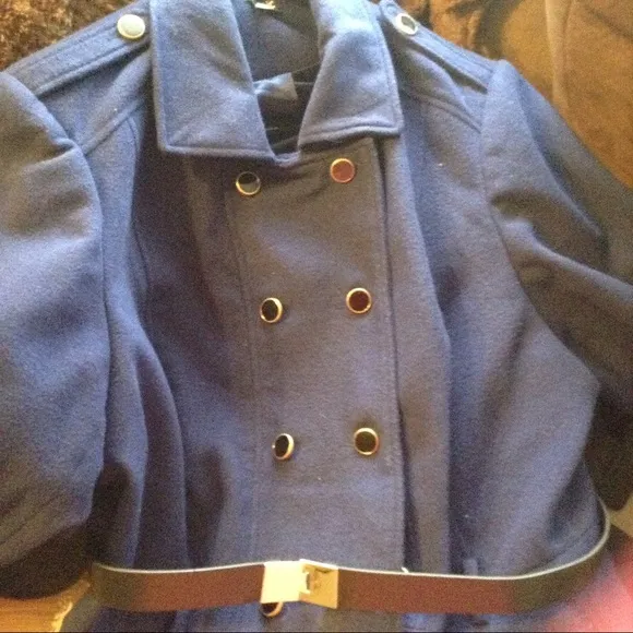 Nordstrom Navy Double Breasted Belted Coat
