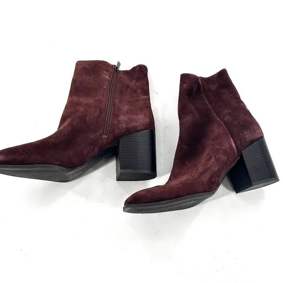 Nordstrom Novanna Suede Boots 10 Chocolate Brown NWOT Ankle Booties Zip Heel
