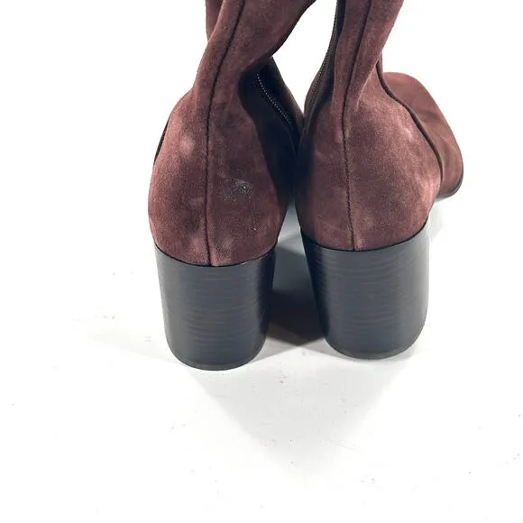 Nordstrom Novanna Suede Boots 10 Chocolate Brown NWOT Ankle Booties Zip Heel