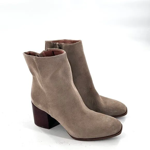 Nordstrom Novanna Suede Boots 6.5 Tan Beige NWOT Ankle Booties Zip Heel