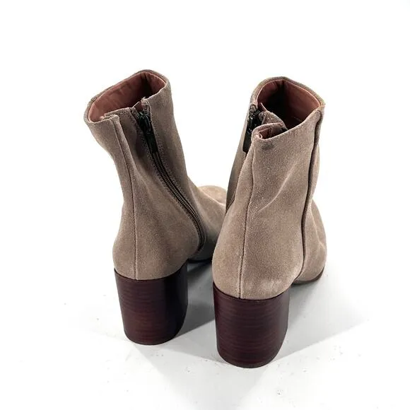 Nordstrom Novanna Suede Boots 6.5 Tan Beige NWOT Ankle Booties Zip Heel