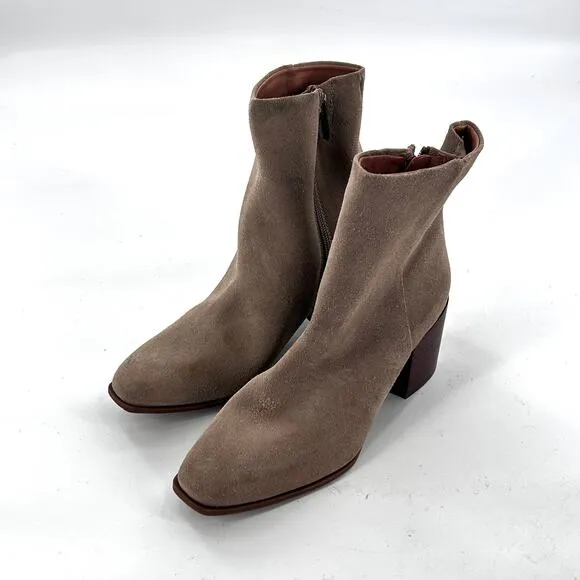 Nordstrom Novanna Suede Boots 6.5 Tan Beige NWOT Ankle Booties Zip Heel