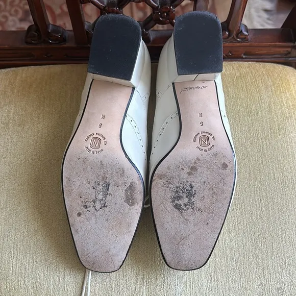 Nordstrom White Leather Block Heel Lace-up Brogue Dress Shoes Size 5