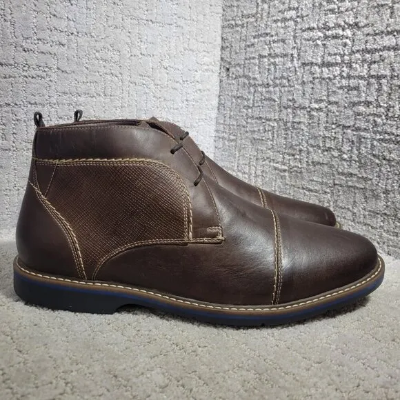 Nunn Bush Pasadena Men's Size 11W US Brown Leather Cap Chukka Boots 84832 200