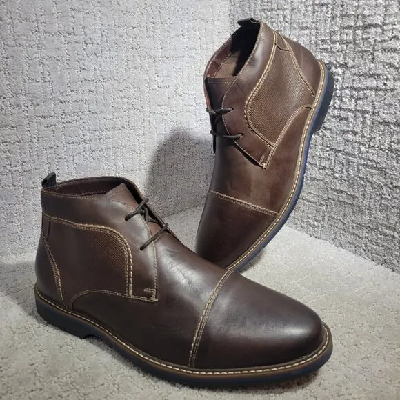 Nunn Bush Pasadena Men's Size 11W US Brown Leather Cap Chukka Boots 84832 200
