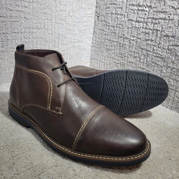 Nunn Bush Pasadena Men's Size 11W US Brown Leather Cap Chukka Boots 84832 200