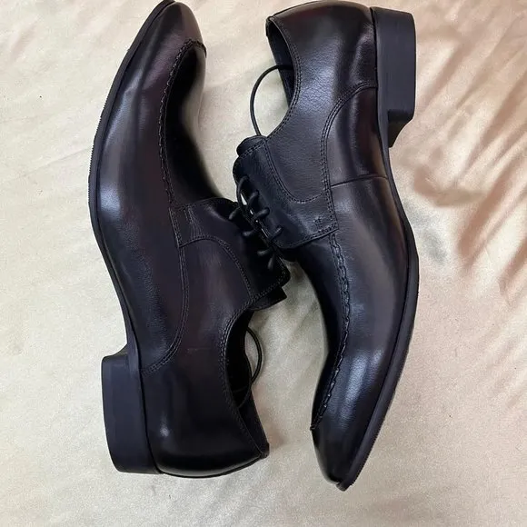 NWB Encore by Fiesso genuine real Leather Shoes loafers  FI6630 black calf