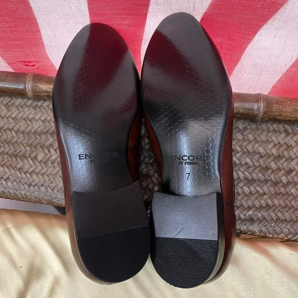 NWB Encore by Fiesso genuine real Leather Shoes loafers  FI6630 black calf