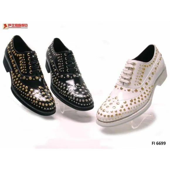 NWB Encore Fiesso LEATHER WHT/SL Shoe STUD FI6699