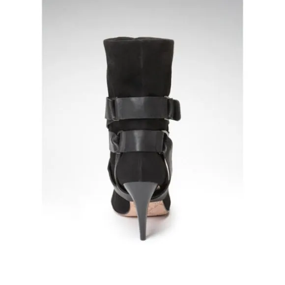 NWB Mea Shadow Cassandra Black Suede Harness Boots