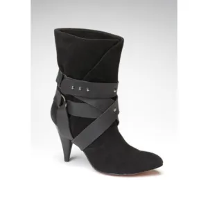 NWB Mea Shadow Cassandra Black Suede Harness Boots