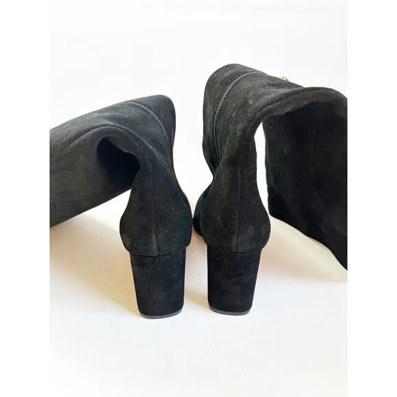 NWOB Ann Taylor Tall Suede Black Boot Blade Heel  7