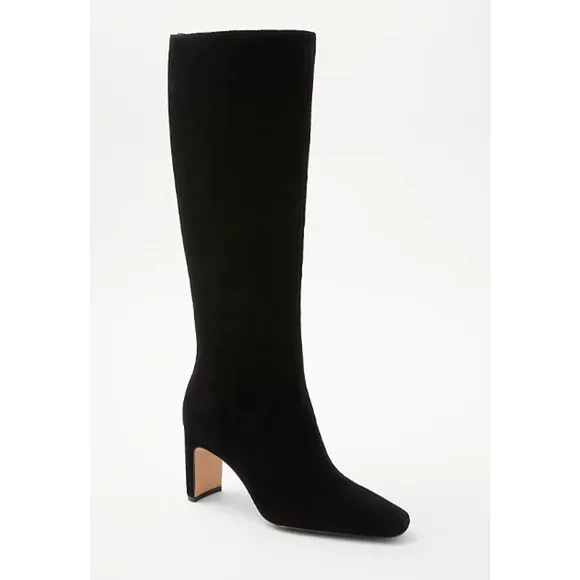 NWOB Ann Taylor Tall Suede Black Boot Blade Heel  7