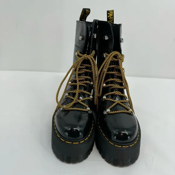 NWOB DR MARTENS BLACK GHILANA MAX PATENT LEATHER PLATFORM BOOTS SIZE US 7 New