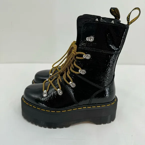 NWOB DR MARTENS BLACK GHILANA MAX PATENT LEATHER PLATFORM BOOTS SIZE US 7 New