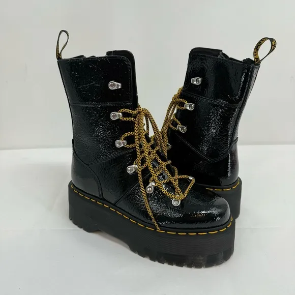 NWOB DR MARTENS BLACK GHILANA MAX PATENT LEATHER PLATFORM BOOTS SIZE US 7 New