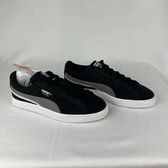 NWOB Puma Suede Triplex Black-Steel-Grey 382685-01 Youth 6.5 (Women's 8)