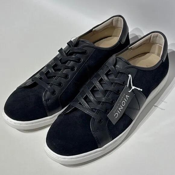 NWOB Vionic Men's Jerome Black Suede Casual Lace Up Sneakers Arch Support Sz. 11
