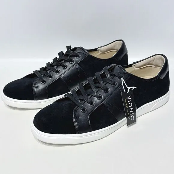 NWOB Vionic Men's Jerome Black Suede Casual Lace Up Sneakers Arch Support Sz. 11