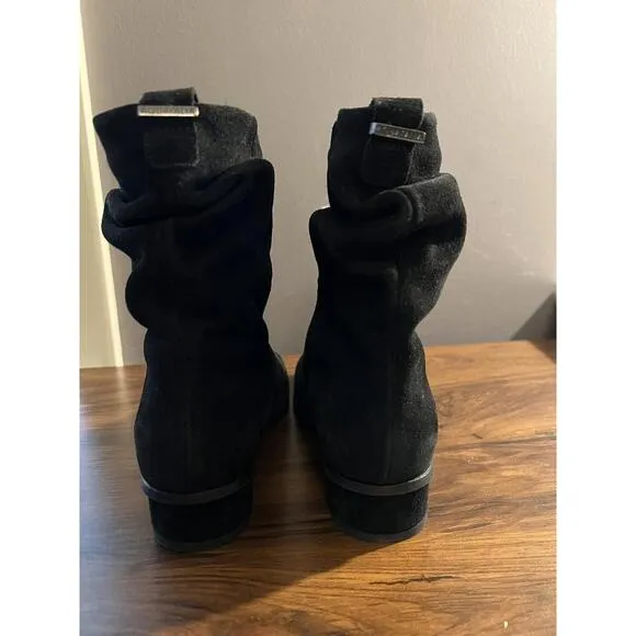 NWOB WOMEN'S AQUATALIA LEODIE Suede Weatherproof Booties/Boots BLACK US 7 M