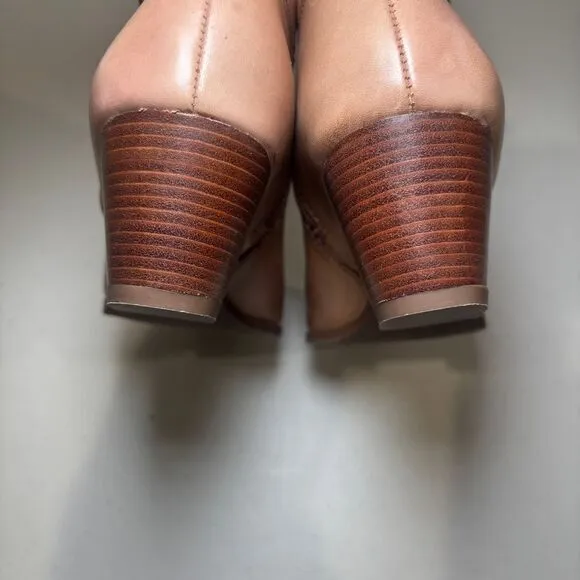 NWOT Franco Sarto‎ L-Garda Tan Leather Ankle Boots Women's 7 Buckle Zipper
