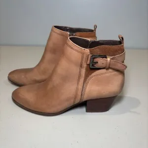 NWOT Franco Sarto‎ L-Garda Tan Leather Ankle Boots Women's 7 Buckle Zipper