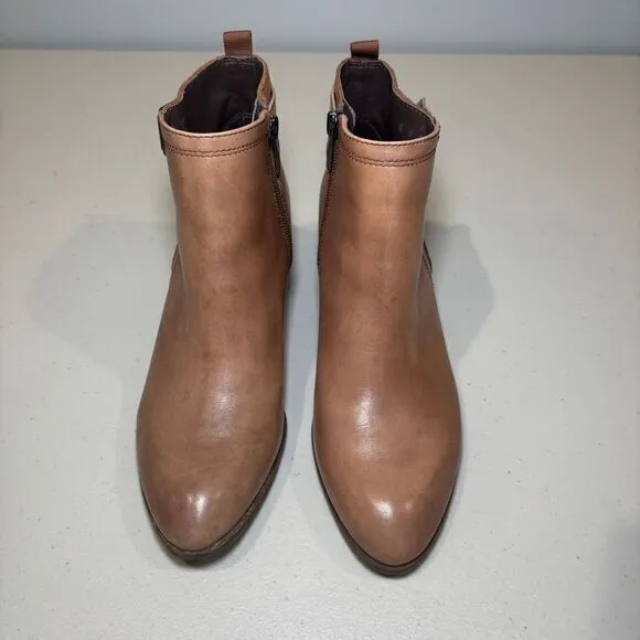 NWOT Franco Sarto‎ L-Garda Tan Leather Ankle Boots Women's 7 Buckle Zipper