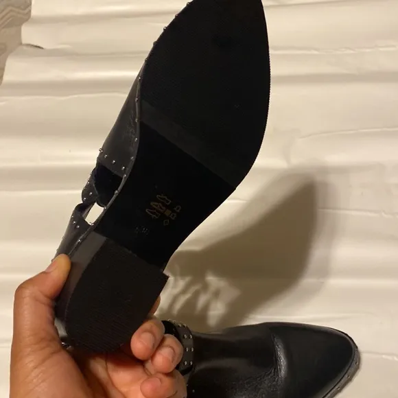 NWOT MANFIELD black leather decor boots size EUR 38 US 7