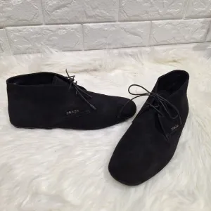 NWOT PRADA Black Suede Dessert Lace Up Booties Sneakers