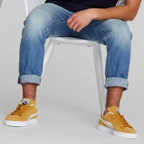 NWOT Puma Mustard Suede Classic XXI Sneakers