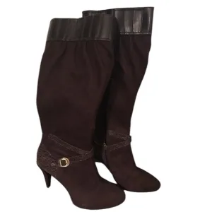 NWOT TAHARI Shawn suede/snakeskin espresso high boots- size 9- NWOT
