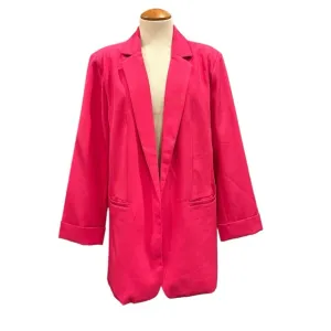 NWOT ZENANA HOT PINK FUCHSIA OVERSIZED BLAZER JACKET SUMMER FALL BUSINESS WORK