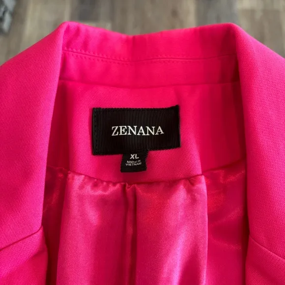 NWOT ZENANA HOT PINK FUCHSIA OVERSIZED BLAZER JACKET SUMMER FALL BUSINESS WORK