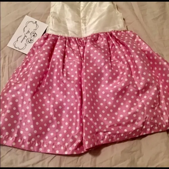NWT 12 m Boutique Pink Polka Dot Dress &amp; VGUC Sz 6.5 Leather Shoes Outfit